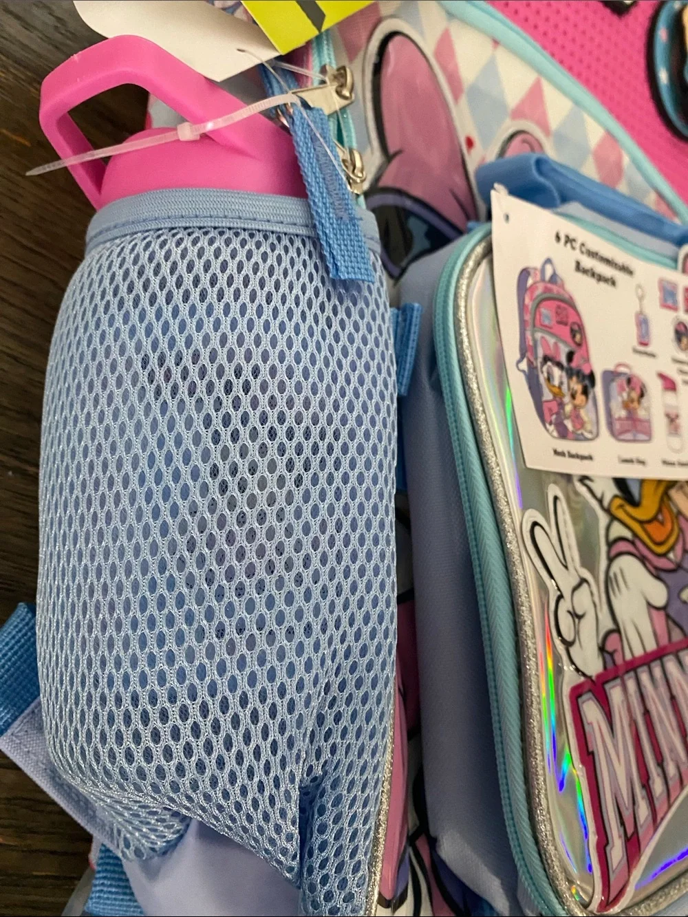 Disney Minnie & Daisy Pink and Light Blue Kids Backpack with Lunch Bag